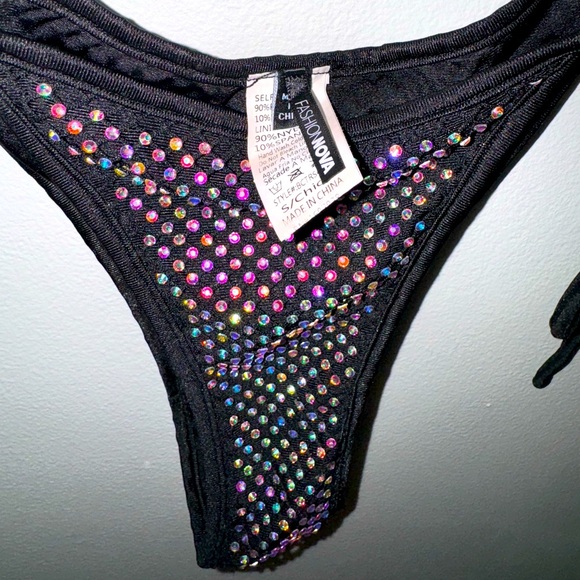 Fashion Nova, black rhinestone two piece bikini , size small - Picture 4 of 6